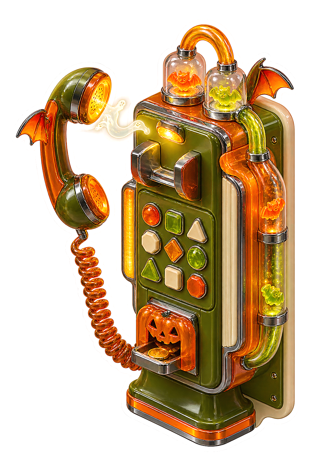 Retro Lucite Haunted Candy Bat Payphone Vinyl Sticker Decal