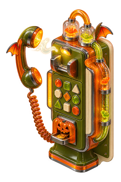 Retro Lucite Haunted Candy Bat Payphone Vinyl Sticker Decal