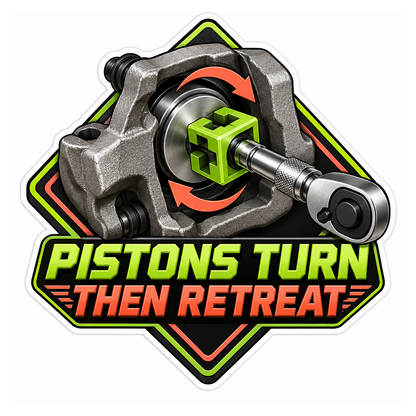 Brake Caliper Piston Rotation Cube Vinyl Sticker Decal