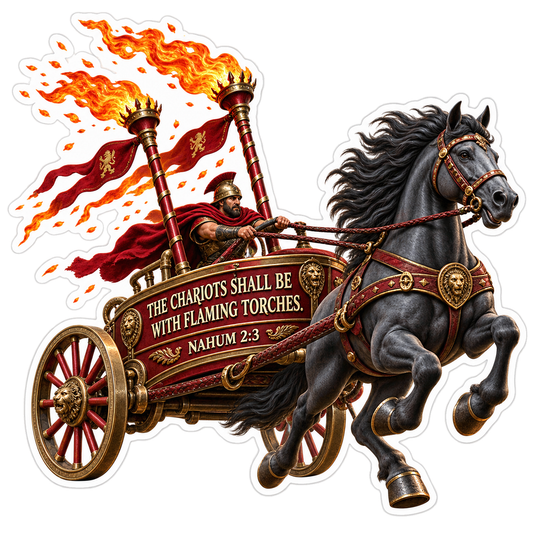 Bible Nahum 2 3 Flaming Chariot Vinyl Sticker Decal