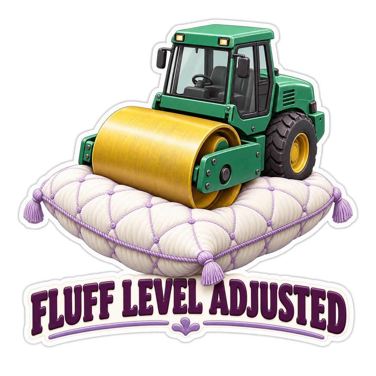 Fluff Level Adjusted Road Roller Vinyl Sticker Decal