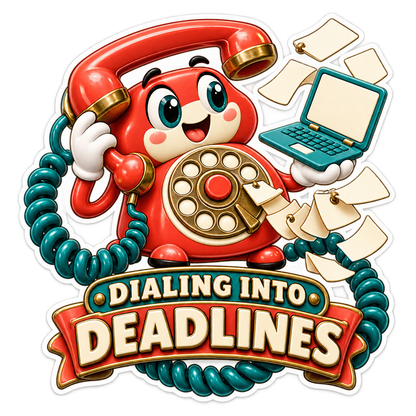 Dialing Deadlines Rotary Phone Vinyl Sticker Decal