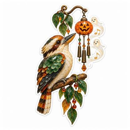 Jade Mosaic Ghost Kookaburra Pumpkin Wind Chime Vinyl Sticker Decal