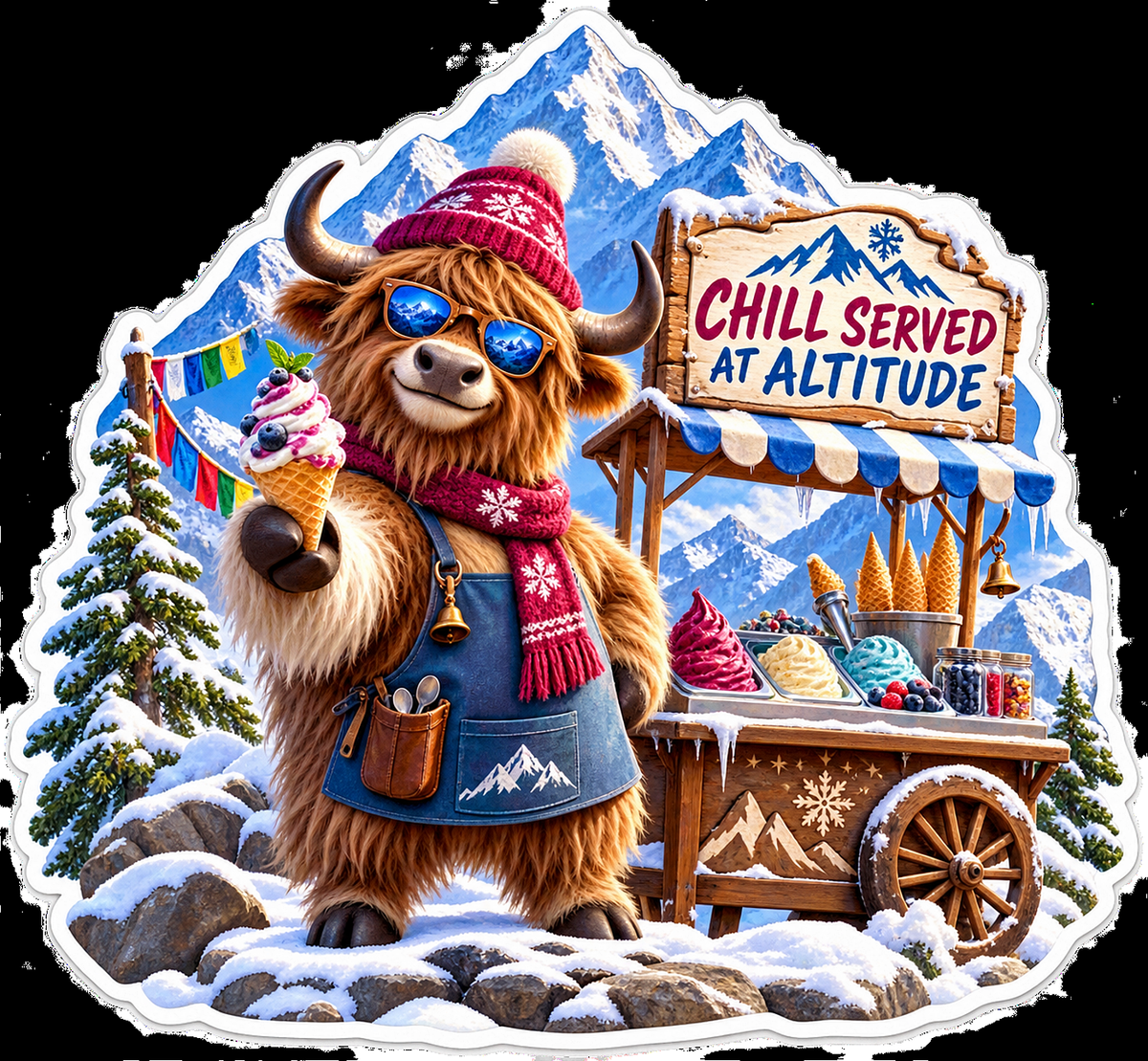 Chill Served at Altitude Bear Ice Cream Vinyl Sticker Decal