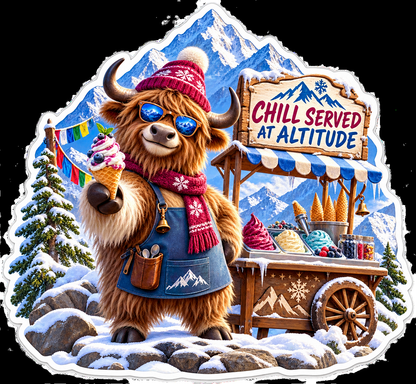 Chill Served at Altitude Bear Ice Cream Vinyl Sticker Decal