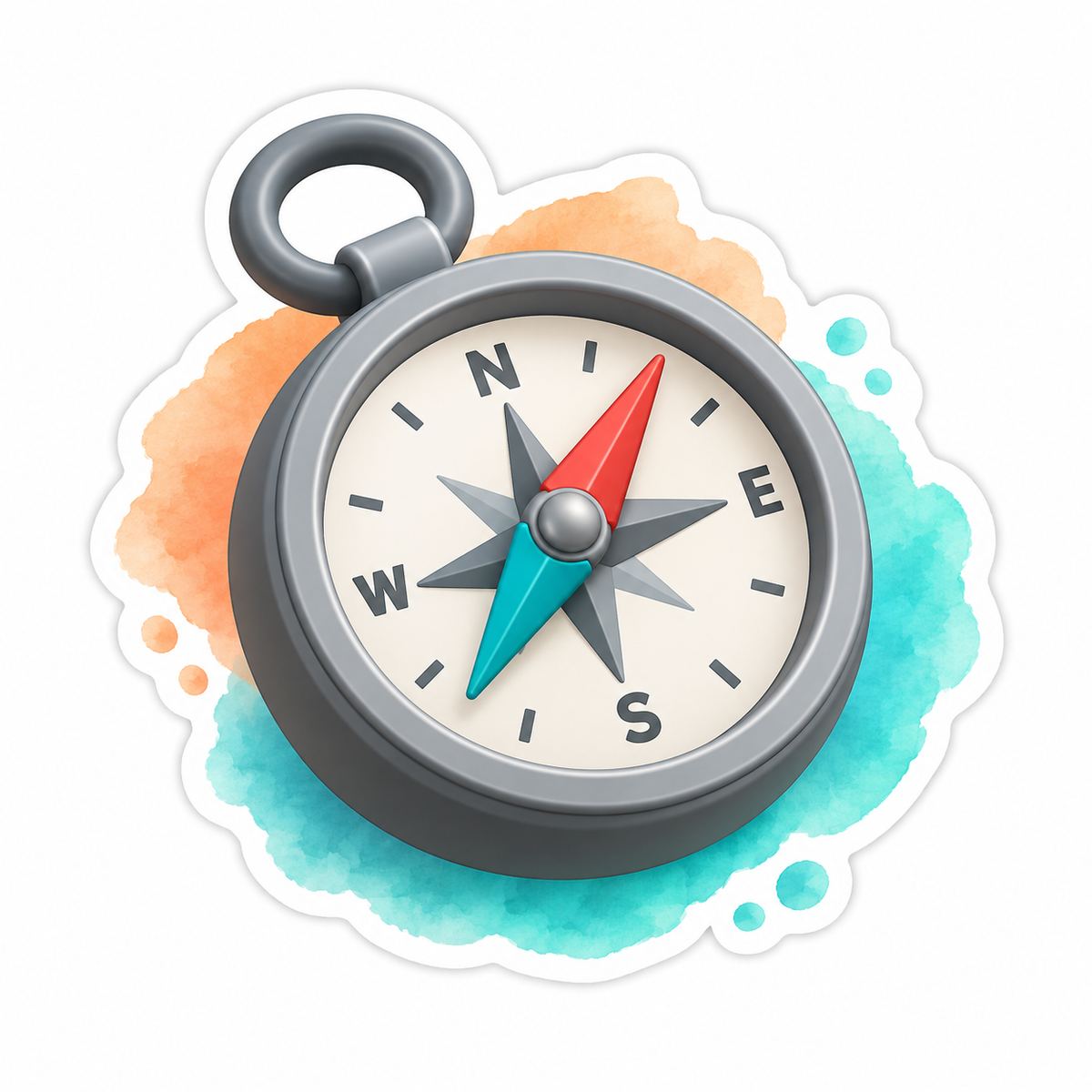 Gray Compass Peach Turquoise Paint Splash Vinyl Sticker Decal