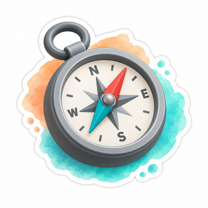 Gray Compass Peach Turquoise Paint Splash Vinyl Sticker Decal