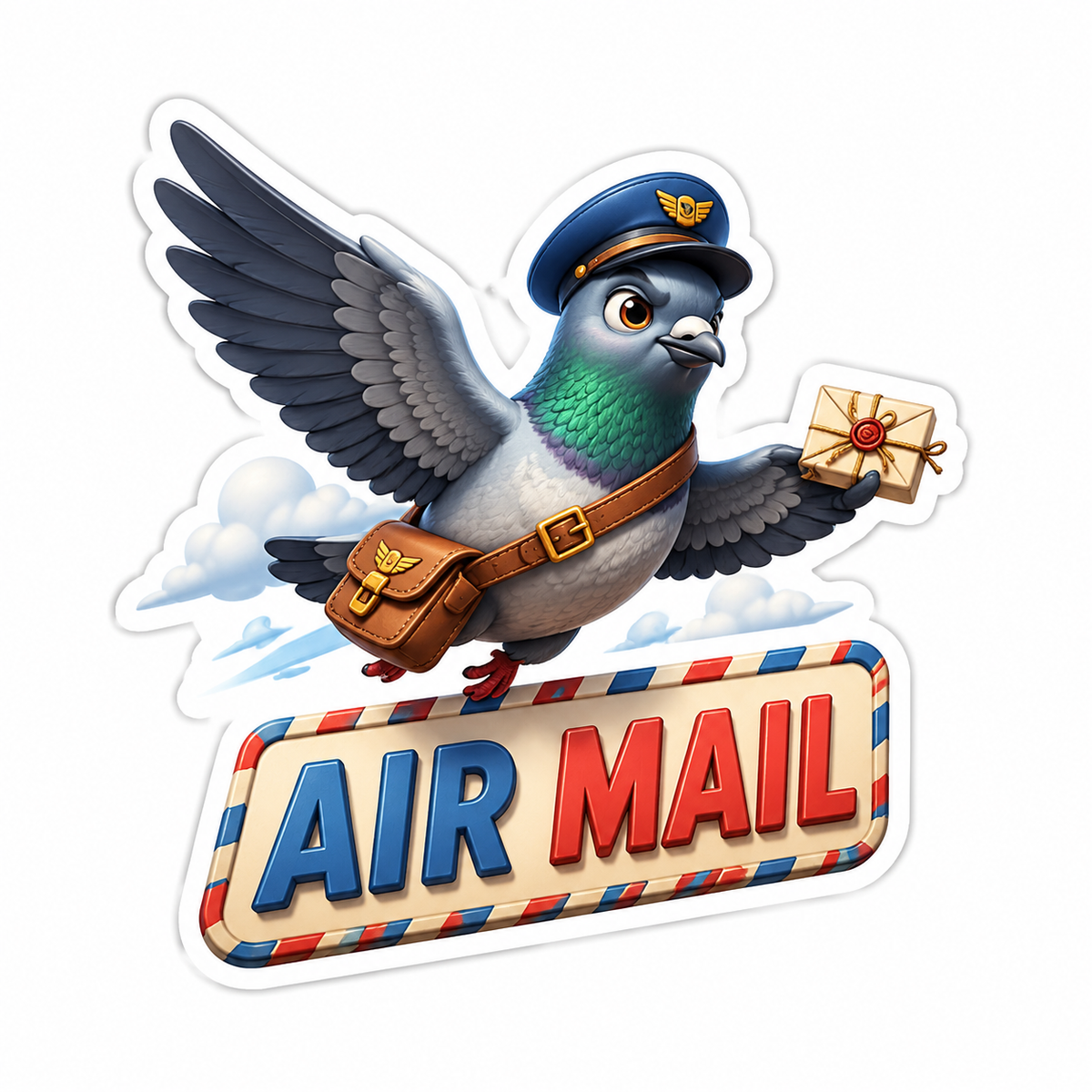 Air Mail Pigeon Delivering Letter Vinyl Sticker Decal