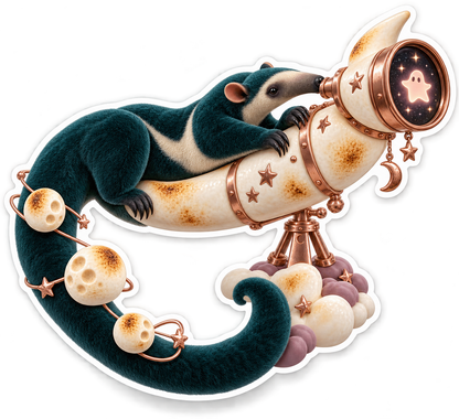 Teal Velvet Tamandua Marshmallow Telescope Vinyl Sticker Decal