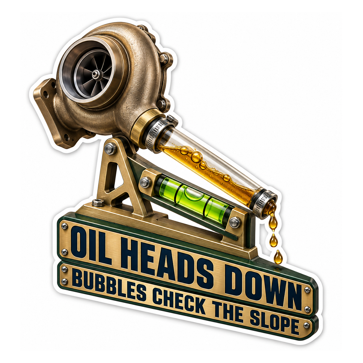 Turbo Oil Drain Slope Bubble Fixture Vinyl Sticker Decal