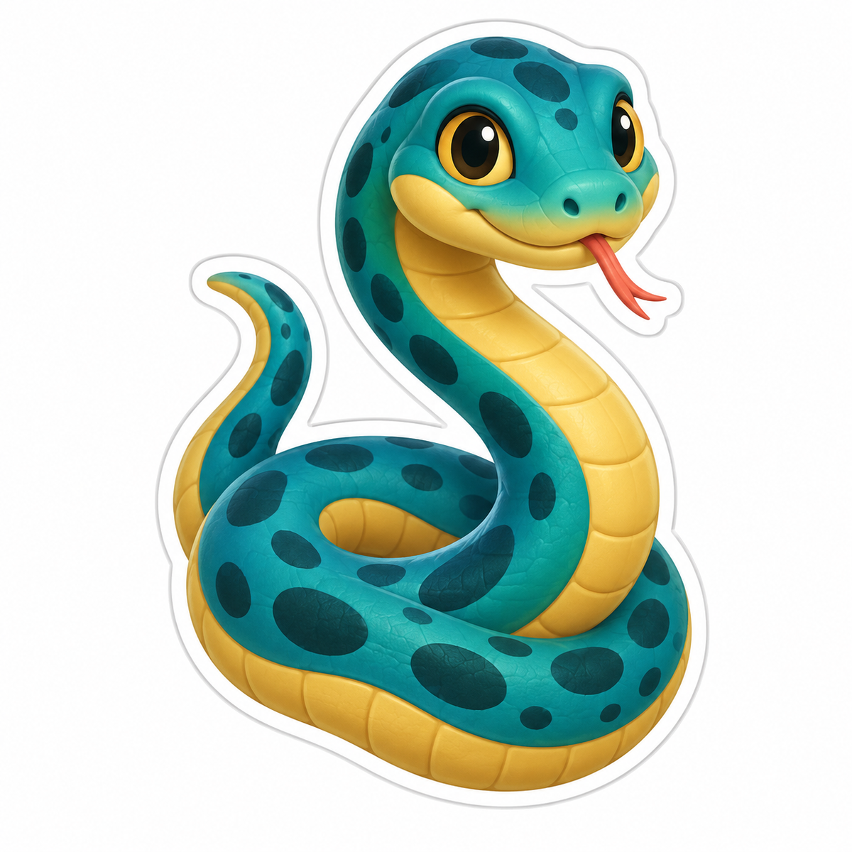 Smiling Teal Snake with Dark Spots Vinyl Sticker Decal