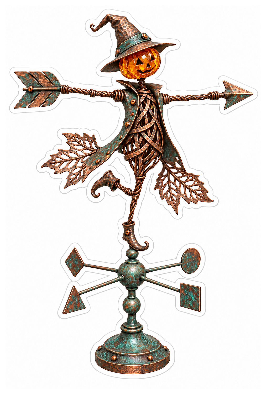 Copper Wire Scarecrow Weather Vane Vinyl Sticker Decal