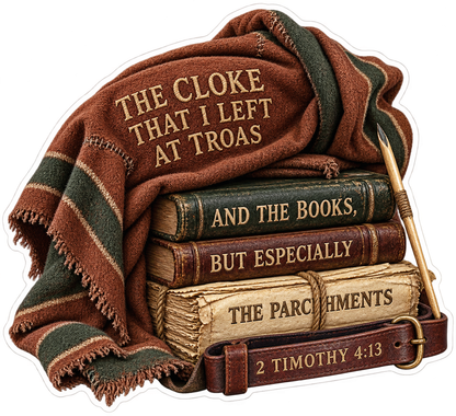Bible Cloke Books Parchments 2 Timothy 4 13 Vinyl Sticker Decal