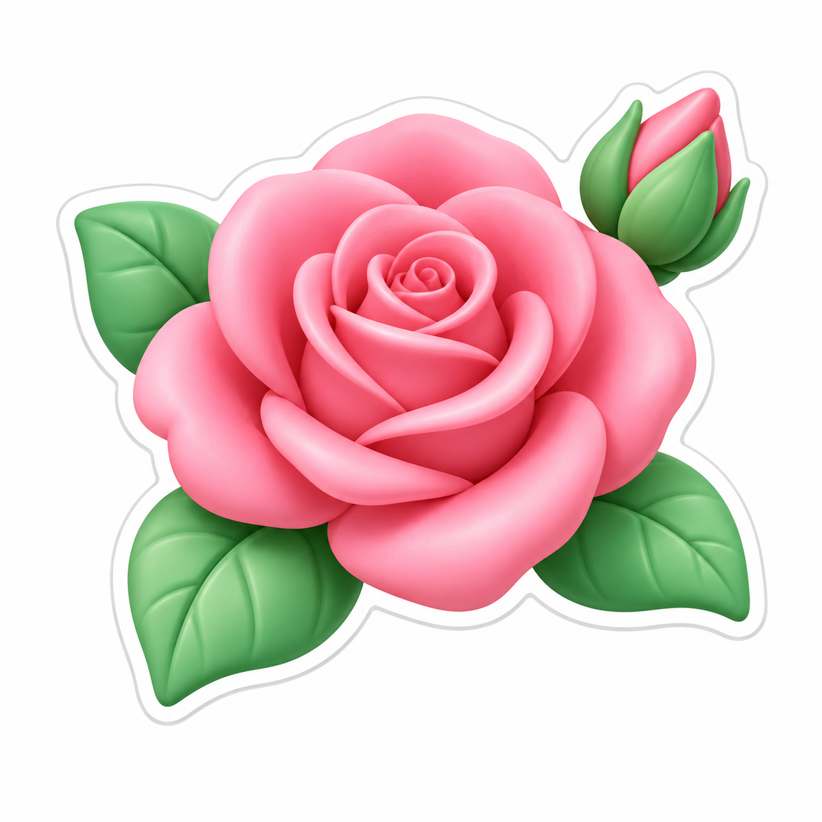 Pink Rose Mint Green Leaves Vinyl Sticker Decal