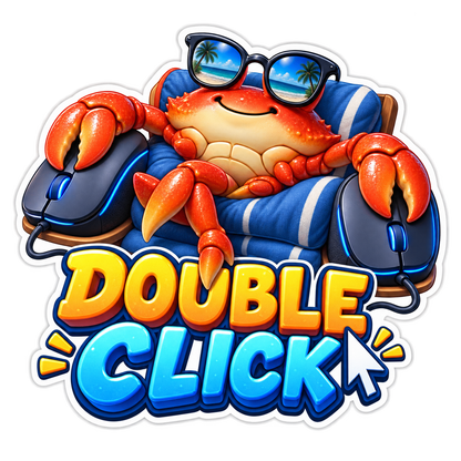Double Click Crab on Blue Computer Mice Vinyl Sticker Decal