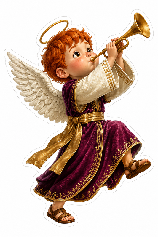 Christmas Angel Purple Outfit Playing Trumpet Vinyl Sticker Decal