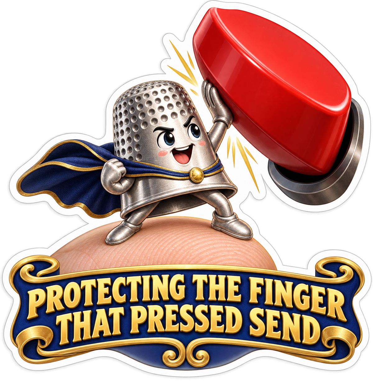 Protecting Finger Thimble Vinyl Sticker Decal