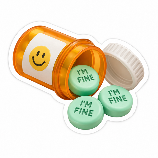 I Am Fine Amber Novelty Pill Bottle Vinyl Sticker Decal