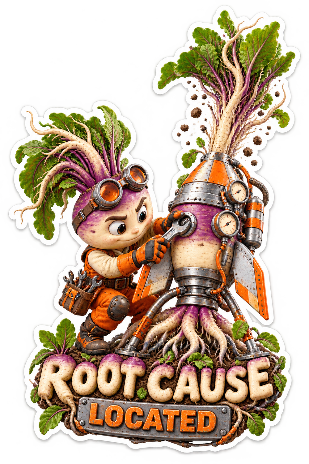 Root Cause Located Vegetable Detectives Vinyl Sticker Decal
