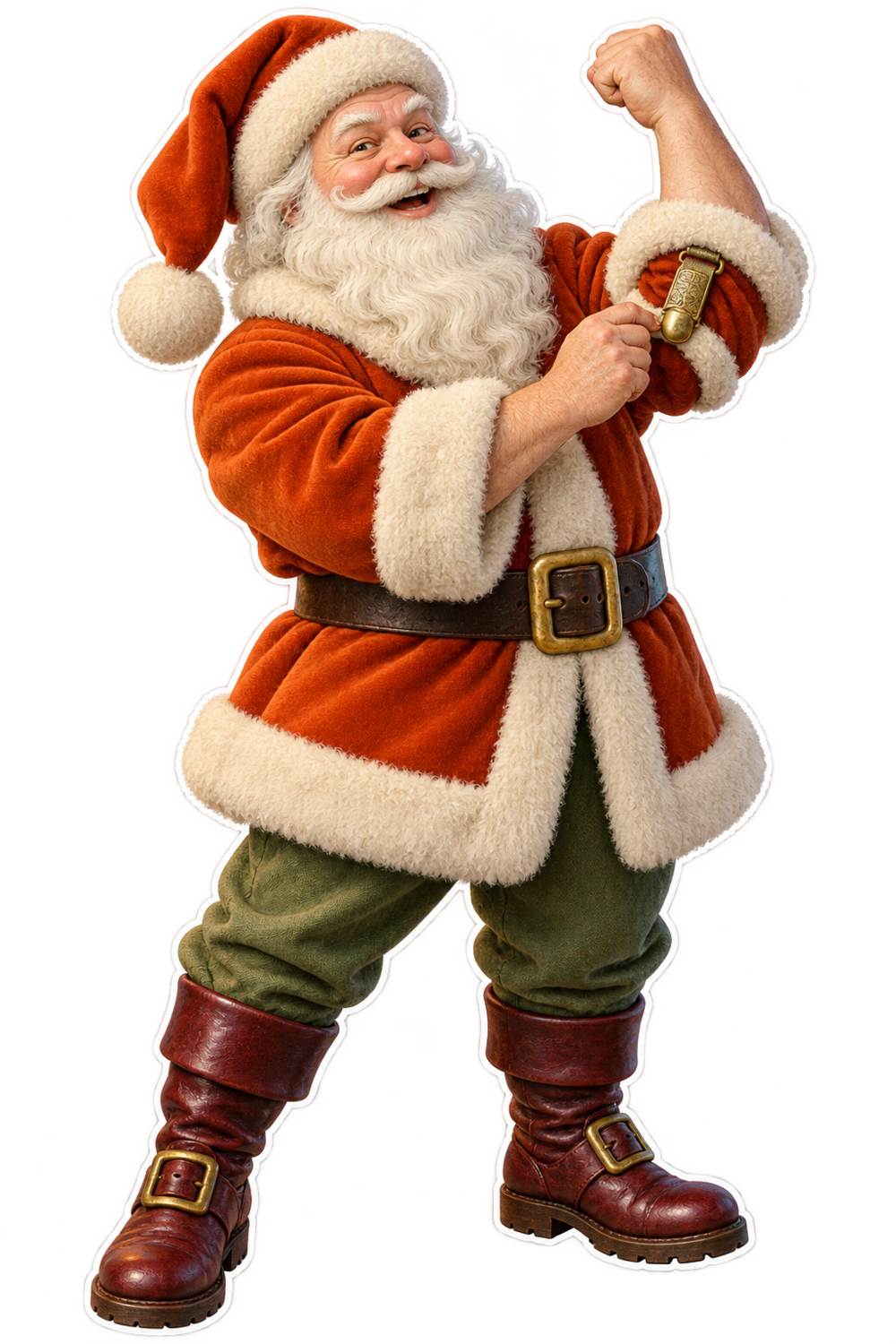 Santa Antique Brass Sleeve Garter Clip Vinyl Sticker Decal