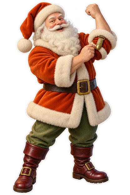 Santa Antique Brass Sleeve Garter Clip Vinyl Sticker Decal
