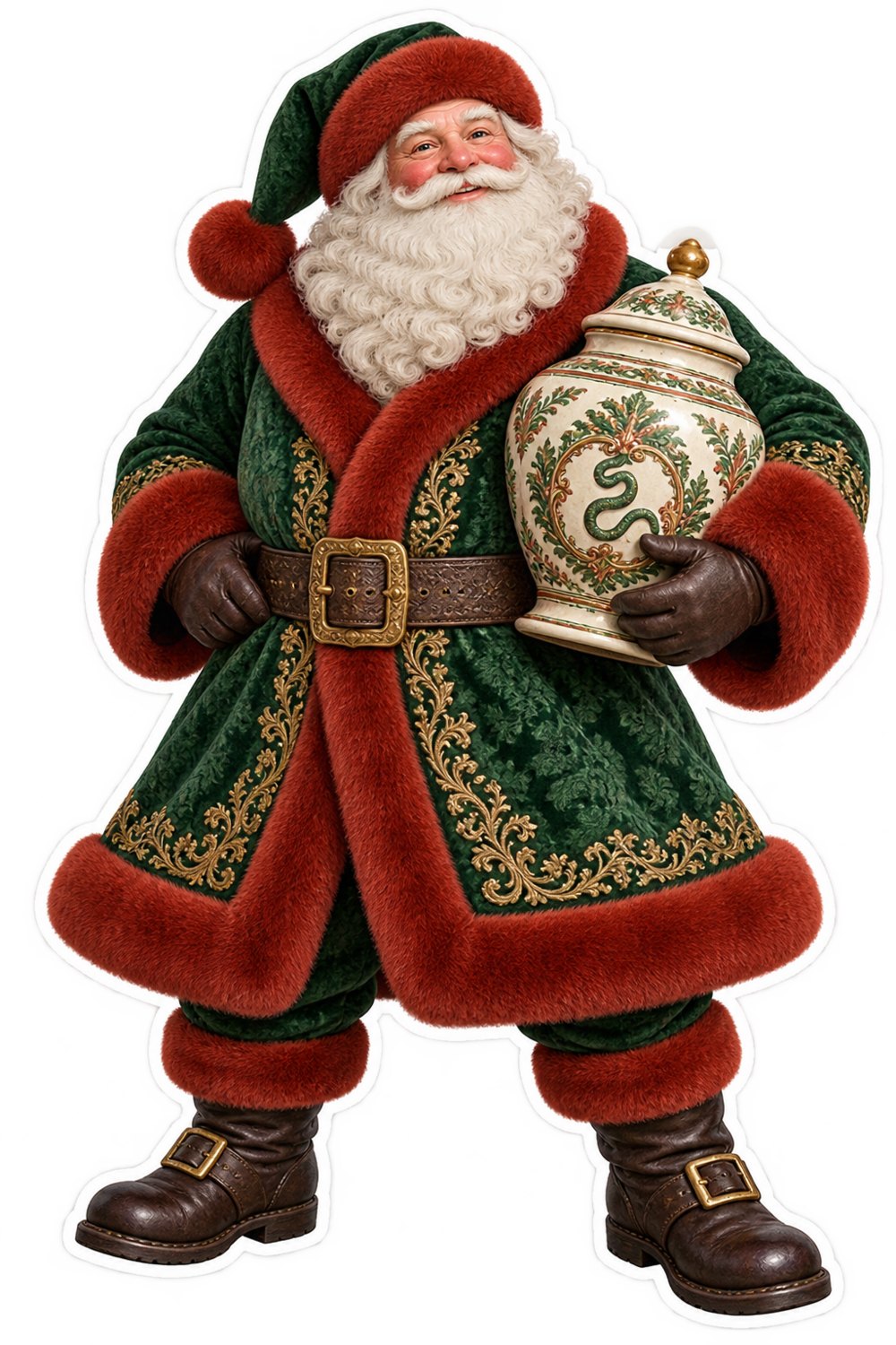 Santa Antique Ceramic Leech Jar Vinyl Sticker Decal