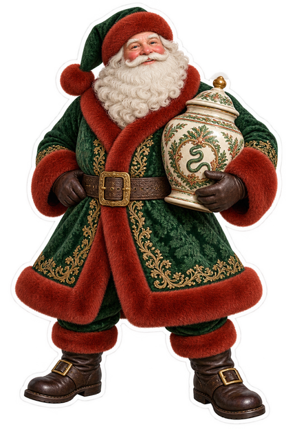 Santa Antique Ceramic Leech Jar Vinyl Sticker Decal