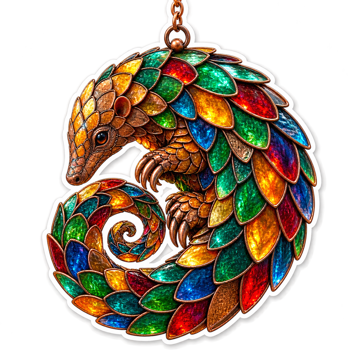Stained Glass Pangolin Suncatcher Vinyl Sticker Decal