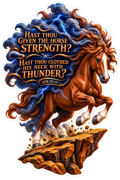 Horse Strength Thunder Rearing Horse Shield Vinyl Sticker Decal