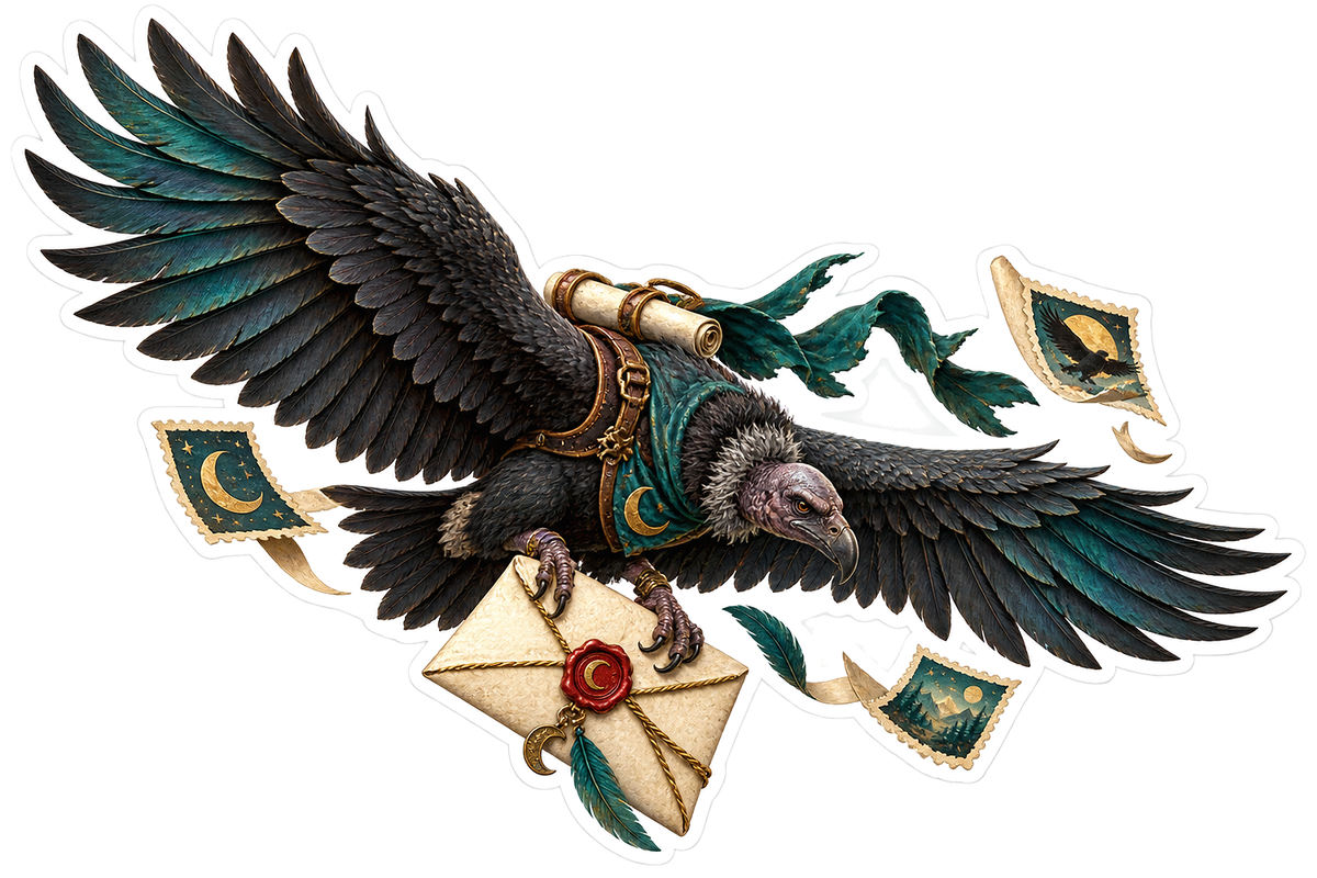 Moon Post Vulture Courier Vinyl Sticker Decal