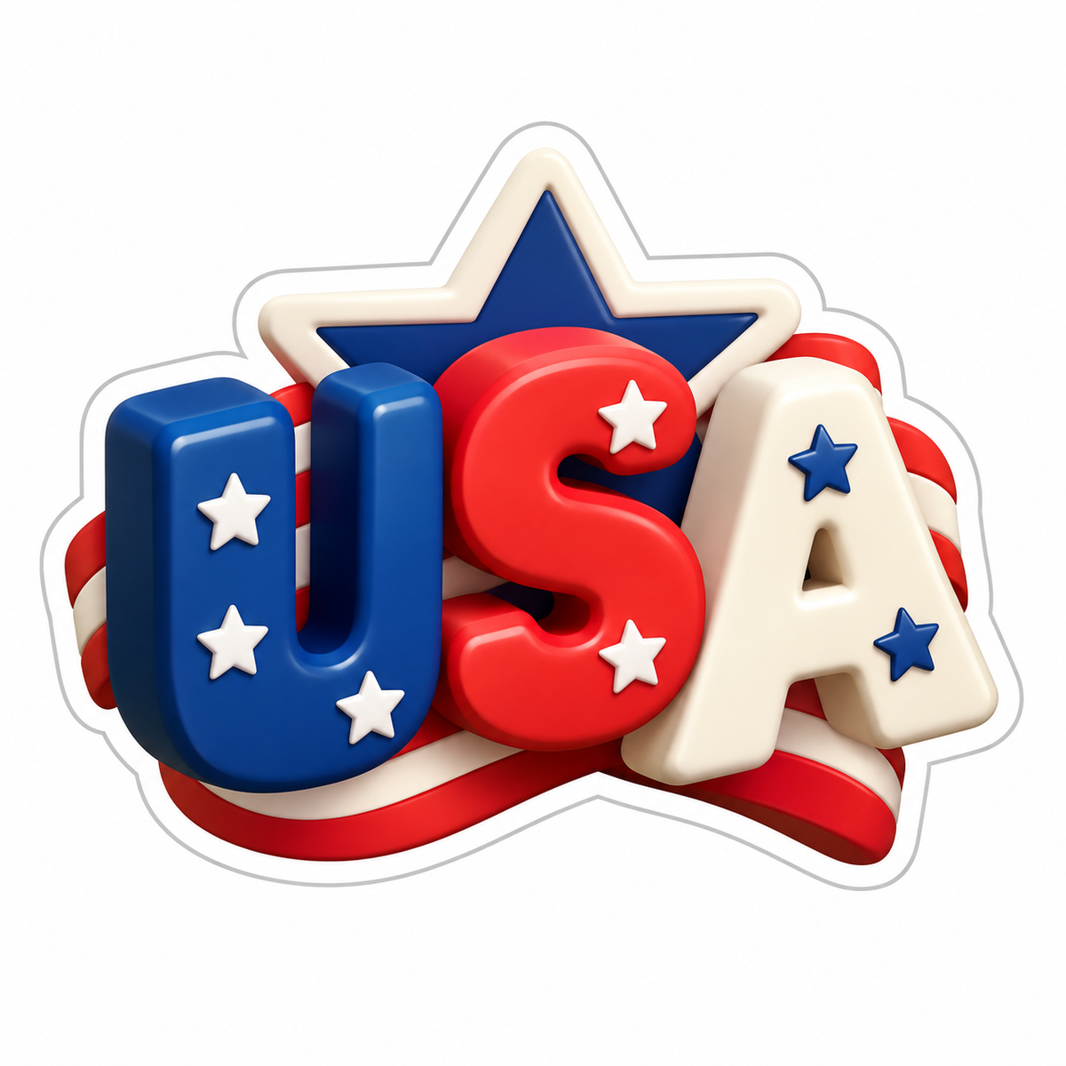 Navy Red Cream USA Letters White Stars Vinyl Sticker Decal