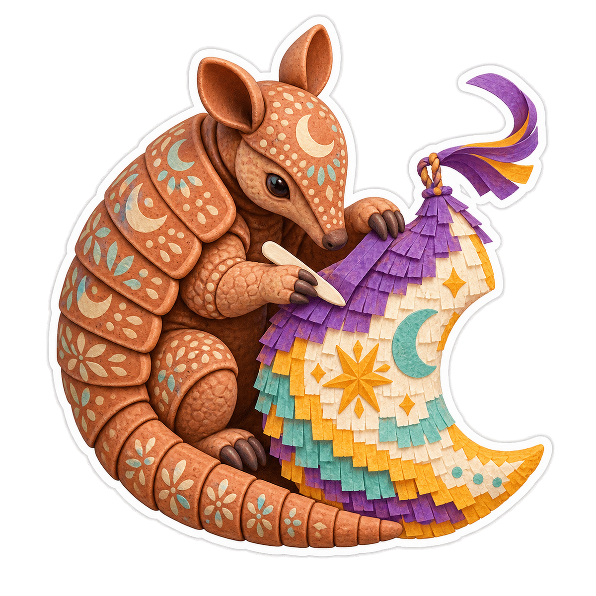 Painted Terracotta Armadillo Moon Pinata Restorer Vinyl Sticker Decal