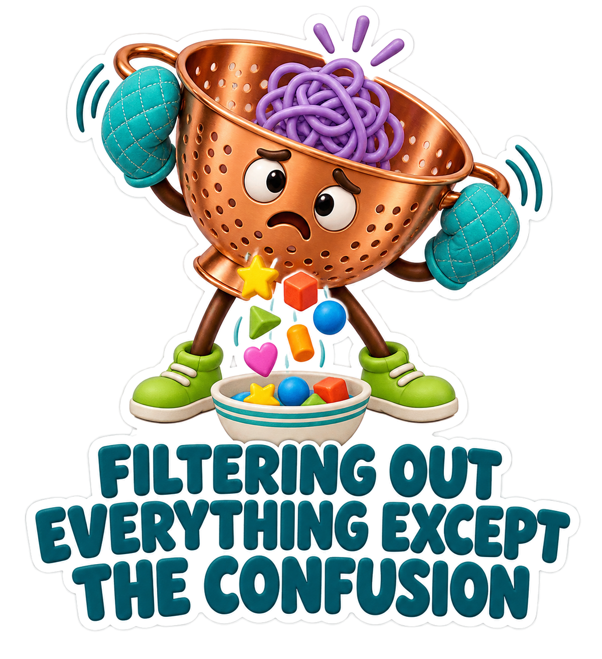 Filtering Except Confusion Colander Vinyl Sticker Decal