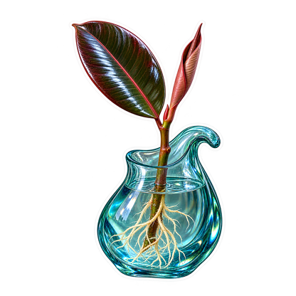 Houseplant Propagation Rubber Plant Aqua Wave Vinyl Sticker Decal