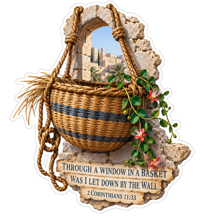 Bible Window Basket 2 Corinthians 11 33 Vinyl Sticker Decal