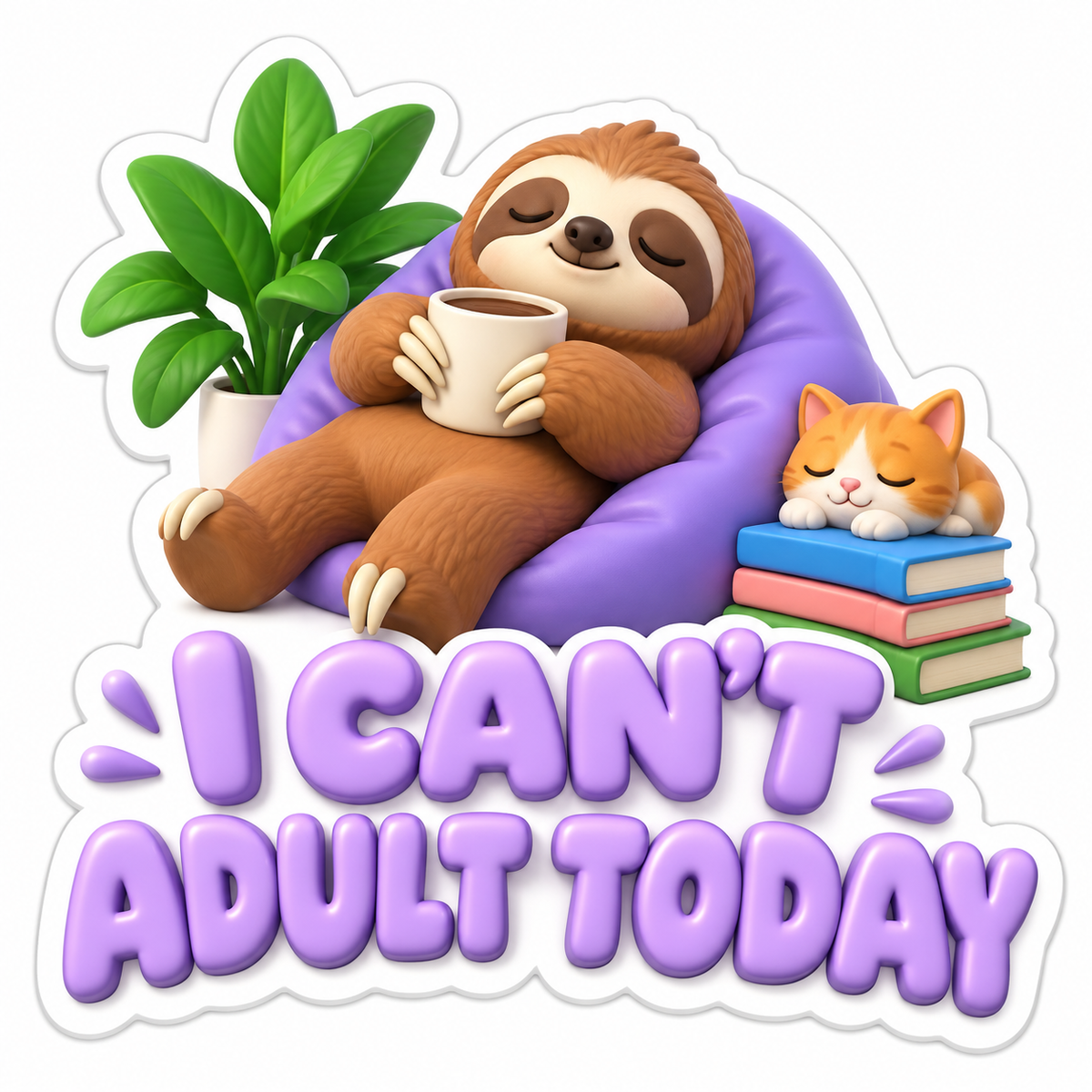 I Can'T Adult Today Vinyl Sticker Decal