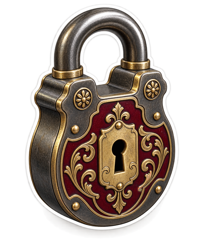 Victorian Lever Padlock Vinyl Sticker Decal