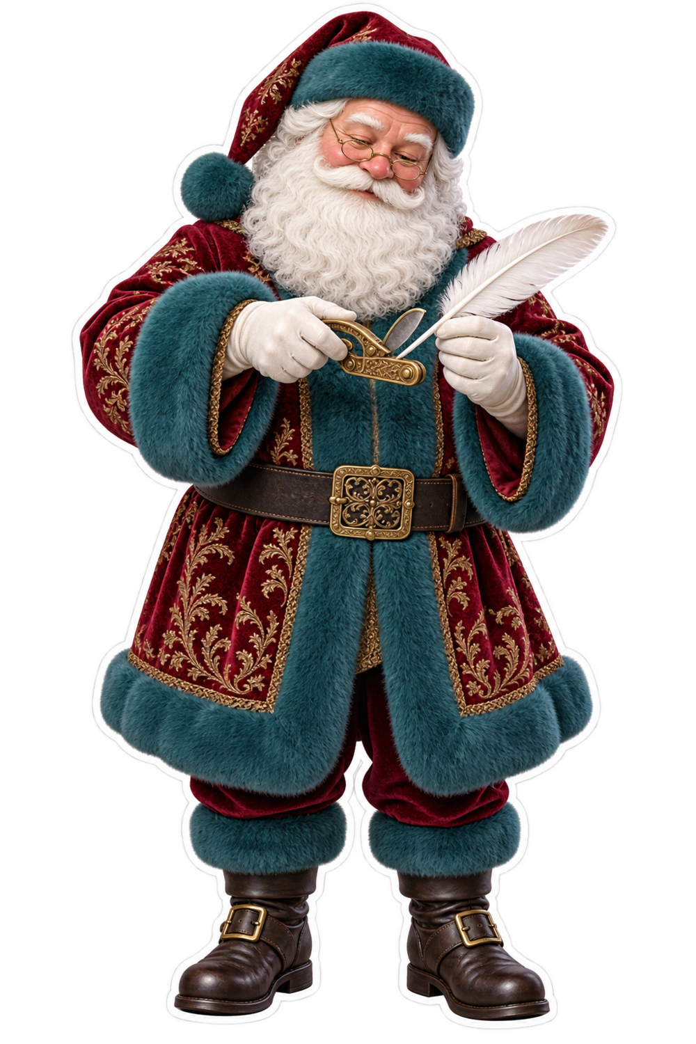 Santa Victorian Brass Quill Cutter Vinyl Sticker Decal