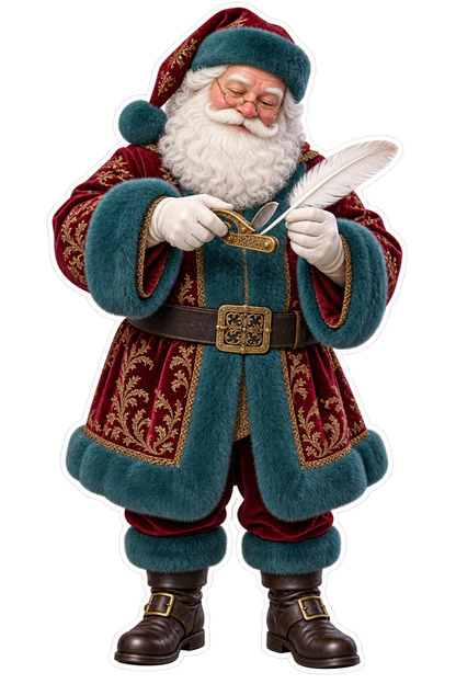 Santa Victorian Brass Quill Cutter Vinyl Sticker Decal