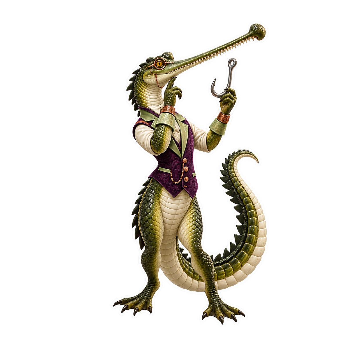 Fluted Horn Gharial Candy Cane Cooling Hook Vinyl Sticker Decal