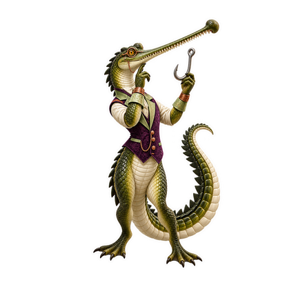 Fluted Horn Gharial Candy Cane Cooling Hook Vinyl Sticker Decal