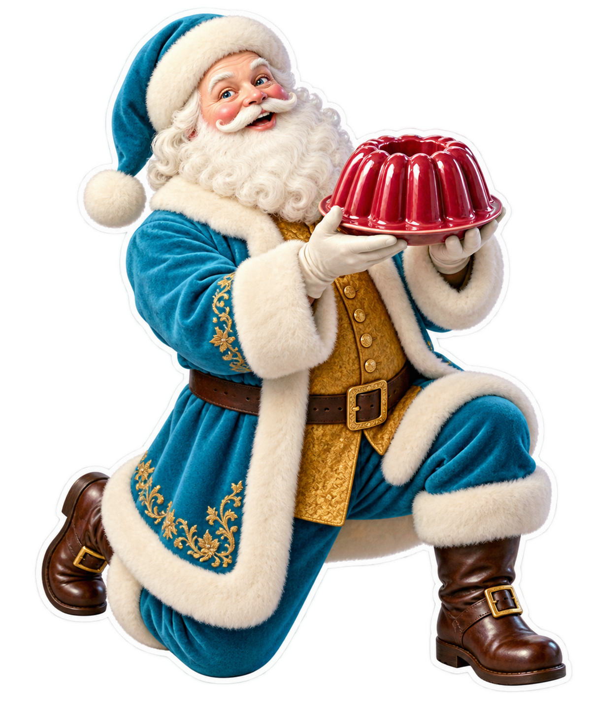 Santa Victorian Glazed Ceramic Jelly Mould Vinyl Sticker Decal
