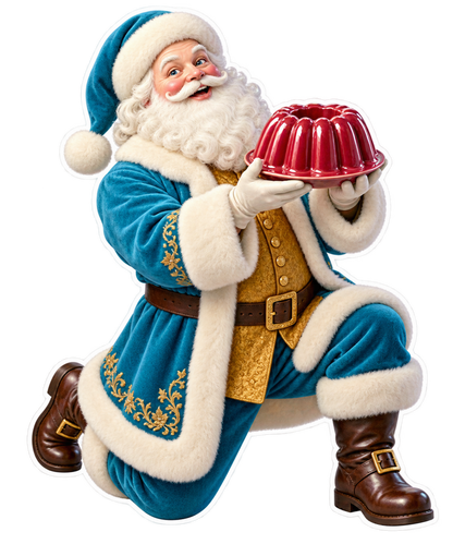 Santa Victorian Glazed Ceramic Jelly Mould Vinyl Sticker Decal