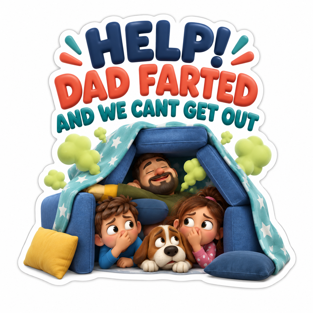 Help! Dad Farted And We Cant Get Out Navy Coral Vinyl Sticker Decal