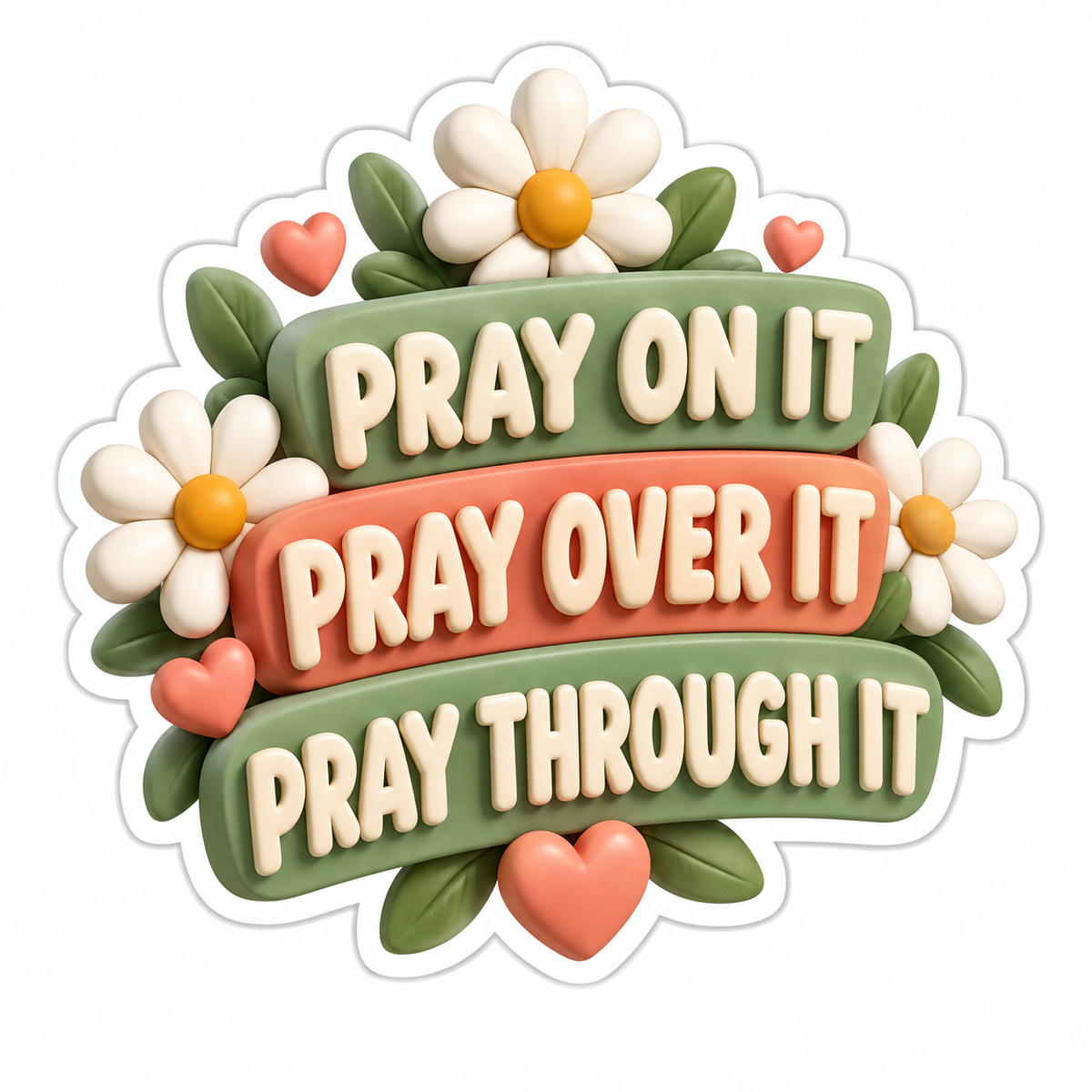 Prayer Quote Sage Signs with Daisies and Hearts Vinyl Sticker Decal