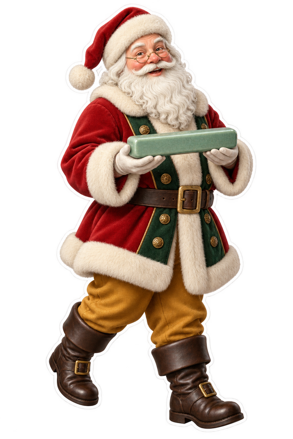Santa Victorian Glazed Porcelain Razor Hone Vinyl Sticker Decal