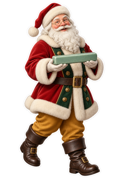Santa Victorian Glazed Porcelain Razor Hone Vinyl Sticker Decal