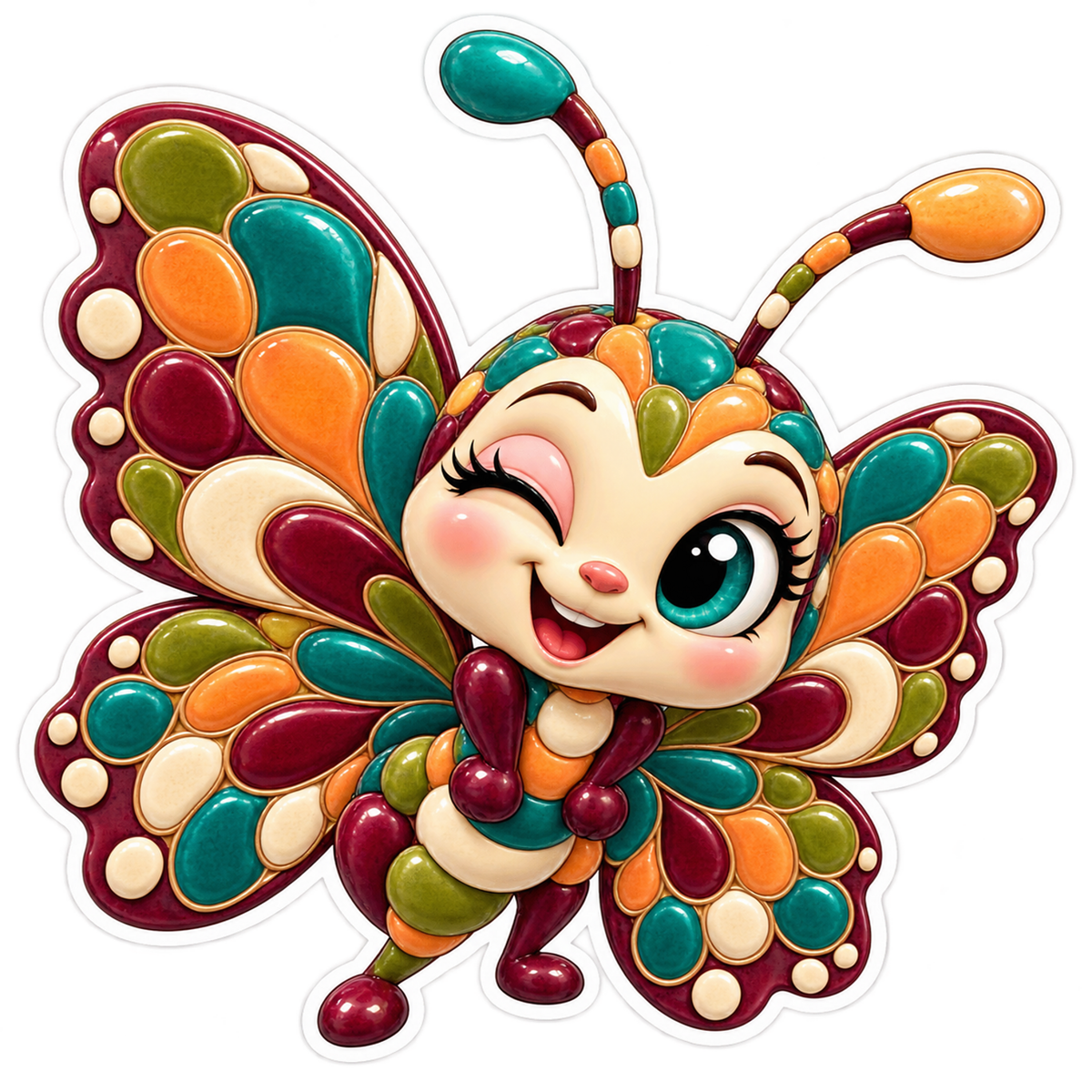 Jellybean Mosaic Wink Vinyl Sticker Decal