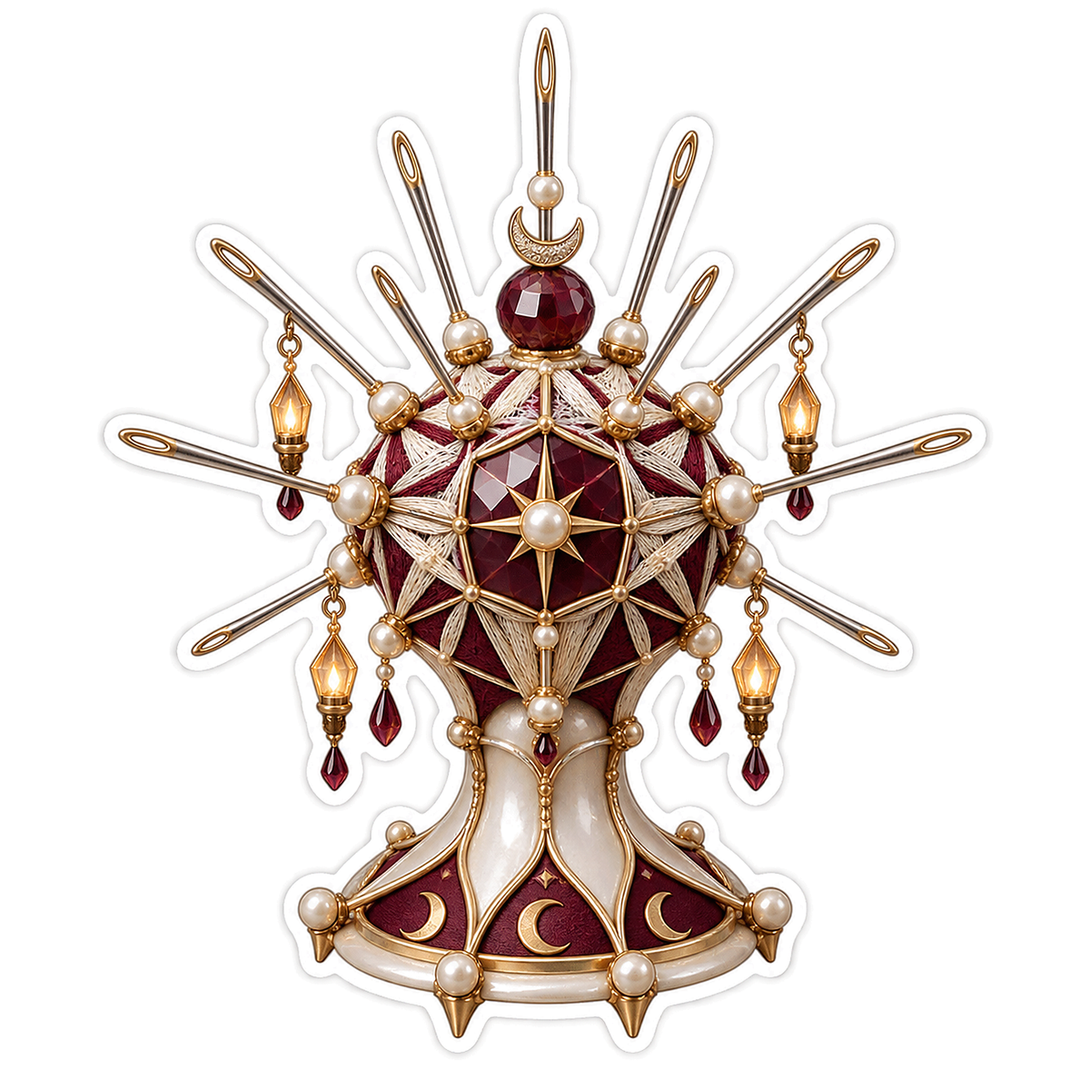 Pearl Long Needle Magnetic Parking Spire Vinyl Sticker Decal