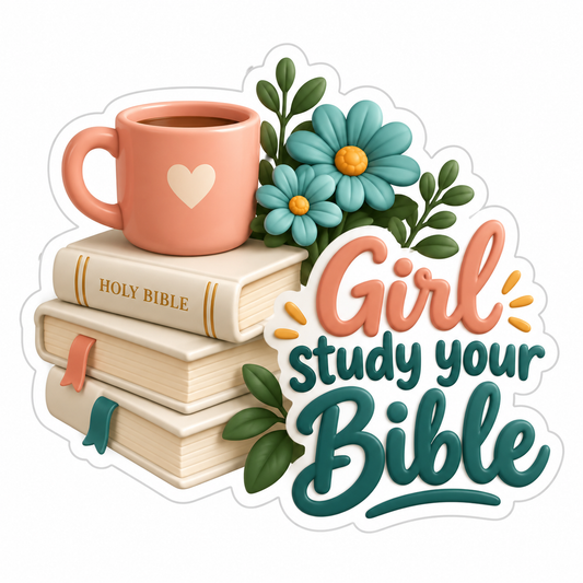 Girl Study Your Bible Vinyl Sticker Decal
